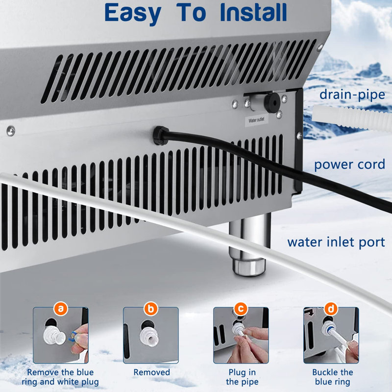 Antarctic Star 200 Lb. Daily Commercial ice maker 55lbs Storage Bin，Automatic cleaning function